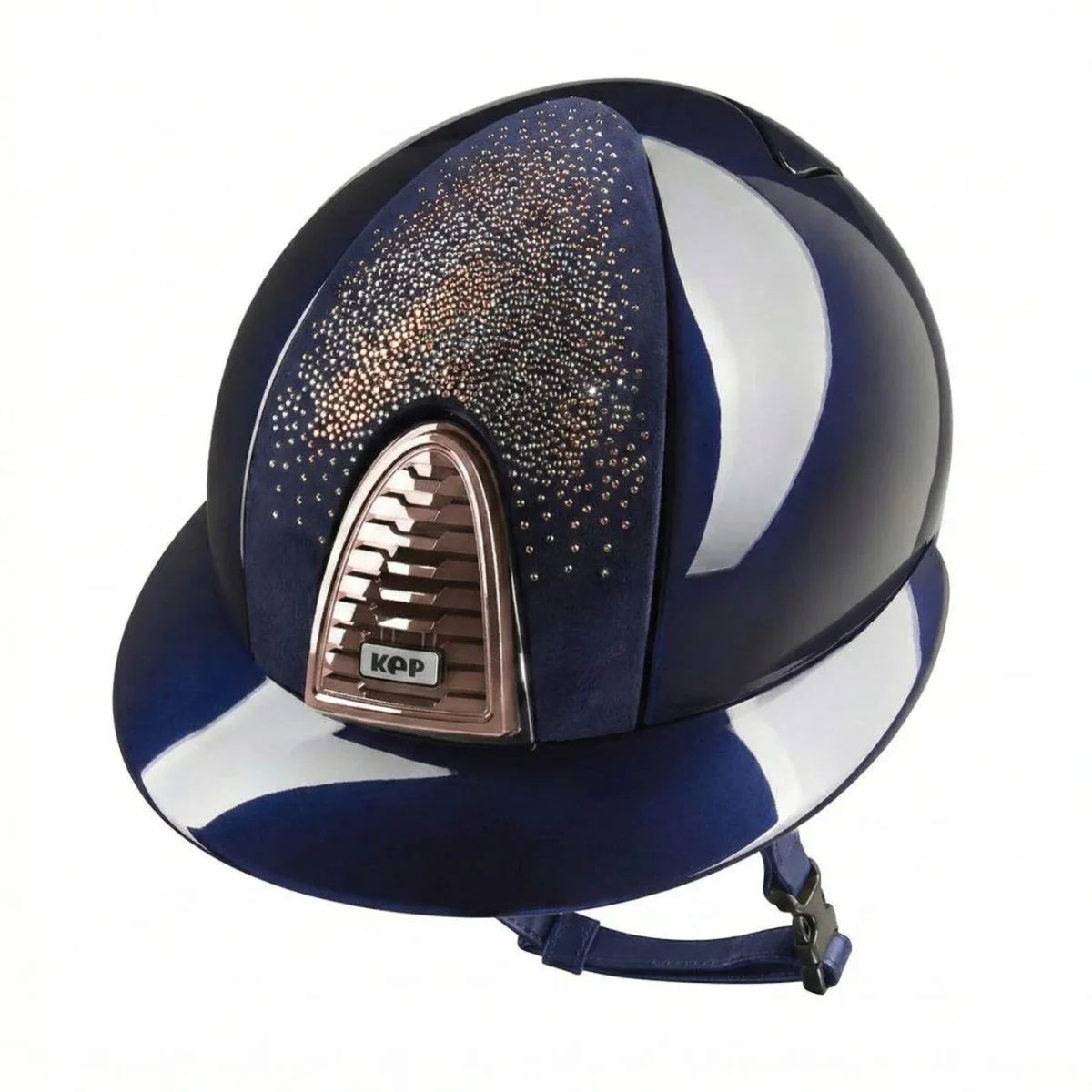 Cap Kep Italia Cromo 2.0 Polish Metal Con Inserto Nebula Oro Rosa E Visiera Polo Blu
