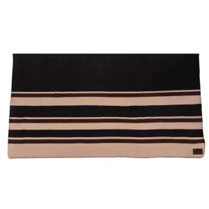 Coperta In Pile 210x200cm Heavy Fleece Square Stripes Kentucky Marrone/Beige